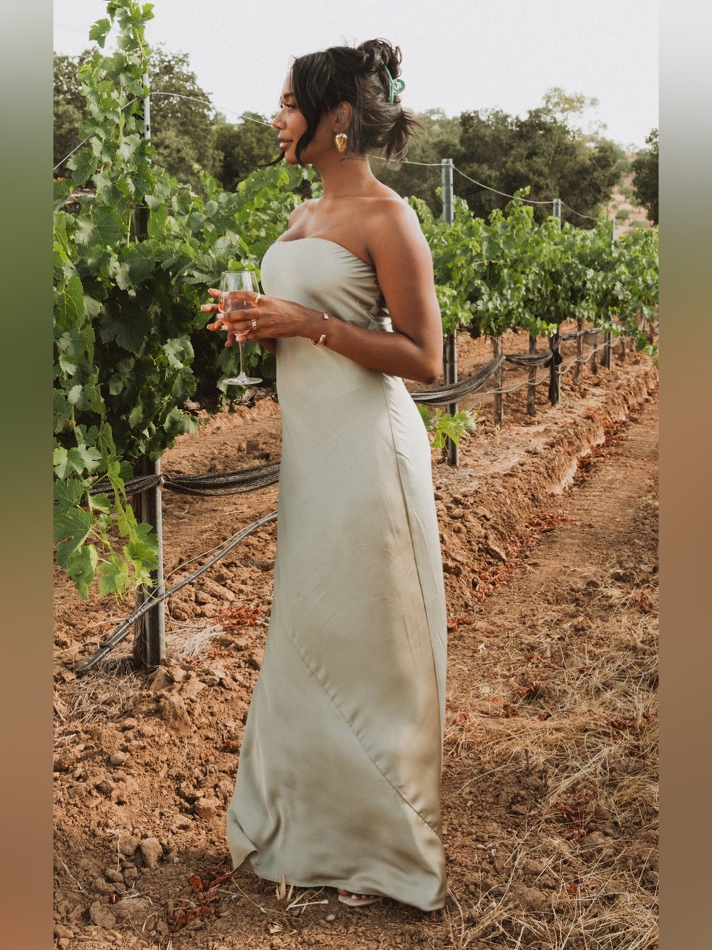 Show Me Your Mumu Taylor Tube Maxi Dress in Moss Green